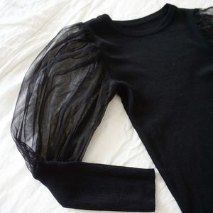 Ribbed Knit Statement Sleeve Top